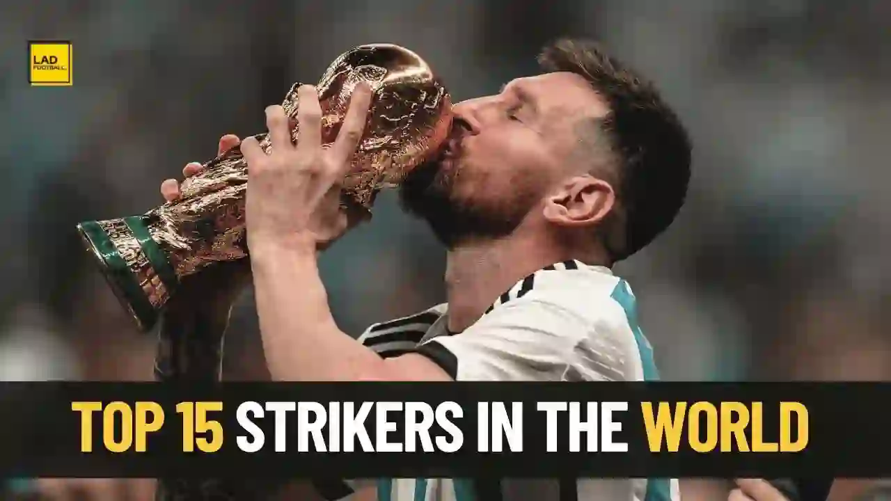 Lionel Messi kissing the World Cup Trophy.